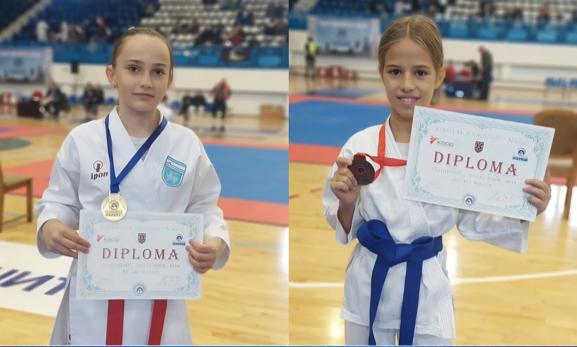 Takmičarke sa medaljama i diplomama u sportskoj dvorani